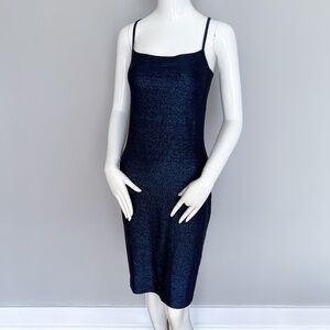 RARE Wolford Amber Metallics Bodycon Stretch Dress Black Sapphire Summer Mini S